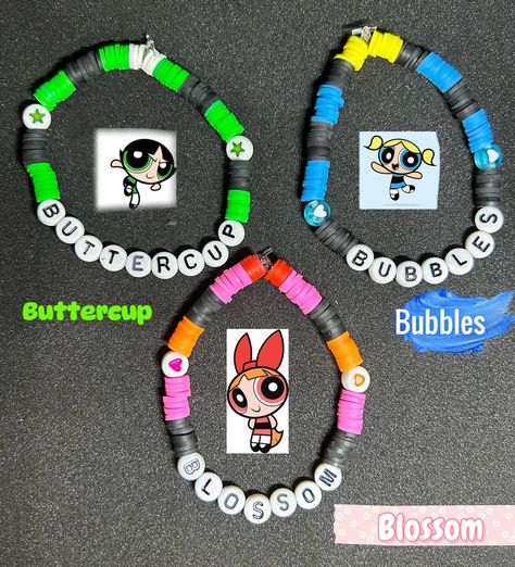 Buttercup (The Powerpuff Girls) Heishi Bracelet #handmadebracelet #heishibracelets #beadedbracelets #bracelets #personalizedbracelets #personalizedbracelet #thepowerpuffgirls #powerpuffgirls #buttercup #buttercuppowerpuffgirls Clay Bracelets, Heishi Bracelet, Bracelets Ideas, The Powerpuff Girls, The Powerpuff, Clay Bracelet, Personalized Bracelets, Powerpuff Girls, Clay Beads