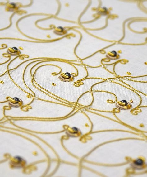 irene posch + ebru kurbak build programmable computer using golden thread embroidery Golden Embroidery, Golden Thread Embroidery, Golden Thread, Unstitched Traditional Gold Embroidered Fabric, Unstitched Gold Embroidered Fabric, Traditional Gold Fabric With Intricate Embroidery, Unstitched Gold Silk Embroidered Fabric, Embroidery Materials, Gold Embroidery