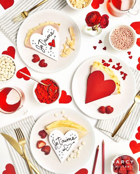 DIY French Crepe Bar | Darcy Miller Designs Printable Valentine crepe wraps #galentinesday #forher #fun #idea #forkids #breakfast #brunch #love #red #paris #france #sweet #strawberry #idea #easy #bridalshower #romantic #breakfastinbed #cute #sprinkles Crepe Wraps, Crepe Bar, French Themed Parties, Homemade Crepes, Valentines Breakfast, From Paris With Love, Sweet Crepes, Designs Printable, Heart Sprinkles