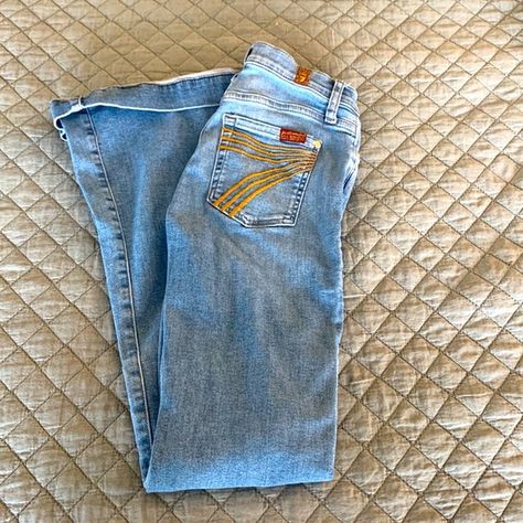 Seven For All Mankind Dojo Jeans 24 7s Dojo Jeans, 7famk Dojo Jeans, 7s Jeans Outfit, 7 Jeans Outfit Western, Sevens Jeans, 7s Jeans, Bootcut Jeans Outfit, Country Western Outfits, Granola Outfits