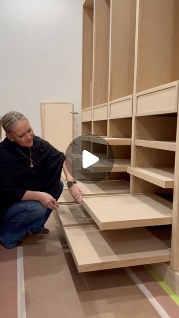 Ginger Curtis | Dallas Interior Designer on Instagram: "Easy grab and go shoe storage for the laundry room. Awaiting a finishing coat of paint and some pretty stunning hardware. Can’t wait to show you final details of this room! ✨" Shoe Mudroom Storage, Shoe Drawer Storage, Mud Room Closet Organization, Shoes Drawer Storage, Mud Room Shoes Storage Ideas, Mudroom Shoe Storage Ideas, Pull Out Shoe, Shoe Drawers, Mudroom Shoe Storage