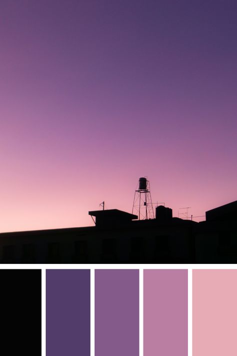 A soft purple backdrop with delicate plant silhouettes and a serene moon, enhancing the tranquil and dreamy atmosphere of twilight. Purple And Teal Palette, Deep Purple Color Palette, Twilight Color Palette, Color Scheme Generator, Teal Palette, Purple Backdrop, Sunset Color Palette, Dreamy Atmosphere, Purple Color Palettes