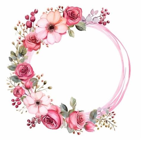 Floral Round Frame, Watercolor Floral Border, Wedding Embroidery Hoop, Recuerdos Primera Comunion Ideas, Floral Monogram Letter, Photo Cake Topper, Wedding Card Frames, Best Nature Images, Peppa Pig Birthday Party