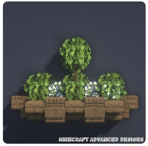 Minecraft Shrubbery, Plant Ideas Minecraft, Plant Decor Minecraft, Minecraft Greenery Ideas, Minecraft Plant Room, Minecraft Bushes, Outdoor Decor Minecraft, Minecraft Exterior Decor, Minecraft Entrance Ideas Outside