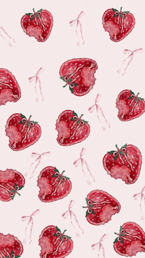 strawberry and bow wallpaper idea Strawberry Wallpaper, Wallpers Pink, Iphone Wallpaper Preppy, Mushroom Wallpaper, Pink Wallpaper Girly, Iphone Wallpaper Classy, Cute Laptop Wallpaper, Cute Tumblr Wallpaper, Iphone Wallpaper Photos