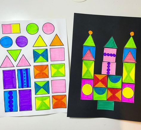 Mary Blair Art Lesson, Shape Art Lessons Elementary, Shapes Kindergarten Art, Mary Blair Art Project For Kids, Shape Worksheet, Art Room Rules, Blair Art, Mary Blair Art, Art Classroom Management