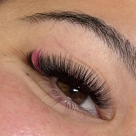 Colored Lash Extensions Pink, Pink Lash Extensions, Makeup Aesthetic Ideas, Eyelash Extensions Aftercare, Lashes Fake Eyelashes, Lash Products, Nail Makeup, Lash Extensions Styles, Eyelash Extensions Styles