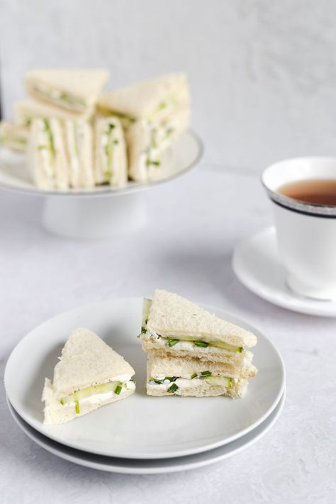 Cucumber Cream Cheese Tea Sandwiches Recipe Tea Sandwiches Kids, Cream Cheese Tea Sandwiches, Cheese Tea Sandwiches, Cucumber Cream Cheese, Cheese Tea, Cucumber Tea Sandwiches, Tea Sandwiches Recipes, Mid Morning Snack, Butter Mints