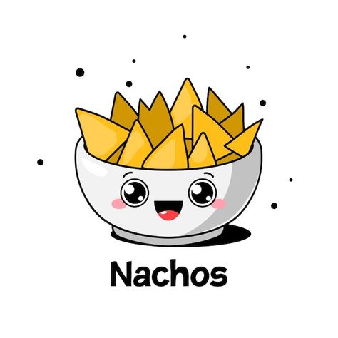 Tazón de fuente de dibujos animados de comida mexicana nachos Nachos, Food Art, Art