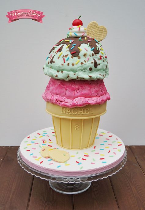 Birthday Cake Ice Cream, Sundae Party, Ice Cream Cone Cake, Nursing Cake, Ice Cream Birthday Cake, Cake Ice Cream, Cake Liner, Ice Cream Birthday Party, Fun Cakes