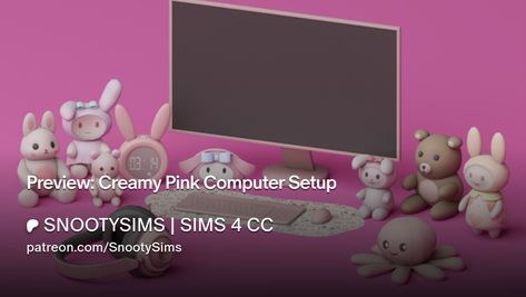 Preview: Creamy Pink Computer Setup | SNOOTYSIMS | SIMS 4 CC Pink Computer Setup, Sims 4 Cc Computer, Sims 4 Computer Cc, Sims 4 Phone, Sims 4 Pc Cc, Pink Computer, Sims 4 Pc, Computer Set, Mac Desktop