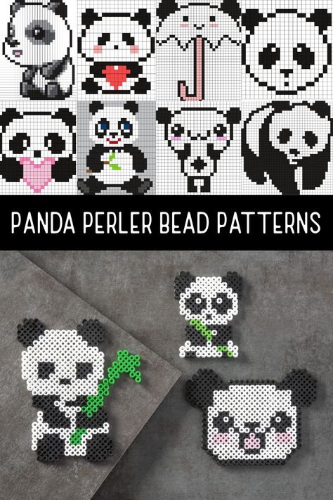 Pandas are one of the cutest animals ever! Get over 20 patterns for panda perler beads. These are fun and easy for both kids and adults. Panda Crafts, Panda Perler Beads, Sloth Perler Bead Patterns, Panda Perler Bead Patterns, Panda Beads Pattern, Pearler Beads Panda, Panda Cross Stitch Pattern Free, Hama Beads Animals, Beaded Panda Pattern