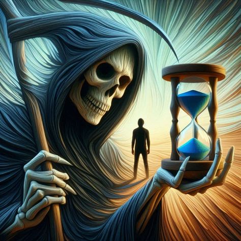 grim reaper checking how much time man has left to live digital art Og Abel Art, Og Abel, Art Final, Sand Timers, Grim Reaper, Art Projects, Digital Art, Clock, Quick Saves