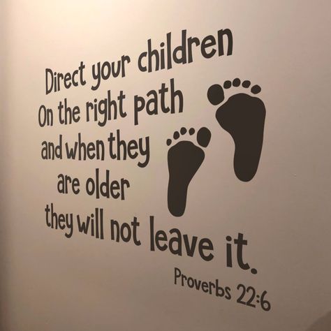 This encouraging decal is a great reminder of how to raise our young ones... hang it in the nursery and it's also a great reminder to them who's boss! Biblical Murals, Sunday School Wall Decor, Scripture About Children, Church Kids Room Decor, Childrens Church Rooms, Church Nursery Ideas, Church Nursery Organization, Toddler Daycare Rooms, Youth Room Church