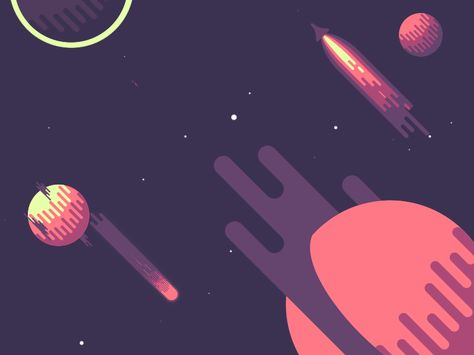 Recently got to do a collaboration with Nina Geometrieva.  Her designs on the Meteor wallpaper were incredible, and she graciously let me make them move around!  She did the color picking as well! ... Gif Background, Web Design Mobile, Moving Backgrounds, Flat Design Illustration, Space Illustration, Space Games, Umbrella Designs, Design Wallpaper, Animation Background