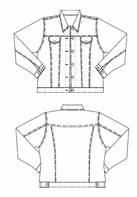 Petite Plus Patterns 204 Jeans Jacket Jean Jacket Diy Upcycling, Jean Jacket Design, Jean Jacket Diy, Denim Outfit Men, Jacket Drawing, Sewing Jeans, Demin Jacket, Jean Jacket Men, Diy Jacket