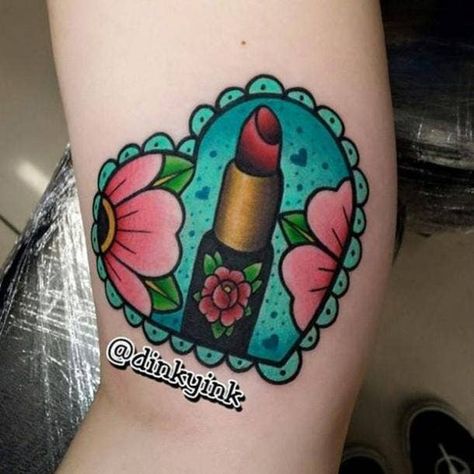 What Are Neo Traditional Tattoos? 45 Stunning Neo Traditional Tattoo Ideas For You To Get Lipstick Tattoo, Lipstick Tattoos, Neo Tattoo, Petit Tattoo, K Tattoo, Pink Tattoo, Traditional Tattoo Sleeve, Traditional Tattoo Design, E Tattoo