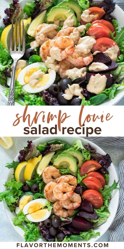 Grilled Shrimp Louie Salad Crab Louie Salad Dressing, Louie Salad Recipe, Shrimp Louie Salad, Shrimp Louie, Crab Louie Salad, Grilled Shrimp Salad, Summer Grill, Shrimp Salad Recipes, Prep Lunch