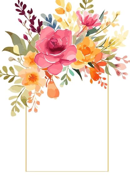 Flowers Card Design, Invention Card, Floral Border Design Frames, Flower Border Design, Watercolor Templates, Border Flowers, Frames Flowers, Flowers Template, Deco Orange