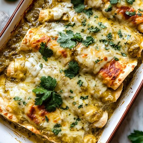 Green Chile Chicken Enchiladas - recipes Defined Dish Enchilada, Salsa Verde Enchiladas Chicken, Green Chiles Recipes, Green Chilli Chicken Enchiladas, Chili Verde Enchiladas, Chicken Green Chili Enchiladas, Chile Verde Enchiladas, Chicken Verde Enchiladas, Green Enchilada Casserole