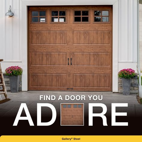 Clopay Garage Doors Wood Look Garage Doors, Clopay Garage Doors, Wood Garage, Door Options, Wood Garage Doors, Brown Brick, Garage Door, Exterior Colors, Garage Doors