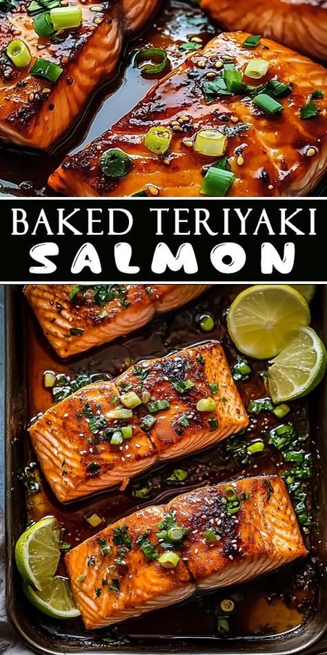 Healthy and flavorful Baked Teriyaki Salmon Recipe 🐟! A perfect weeknight dinner idea that’s simple, delicious, and packed with bold teriyaki flavors. #TeriyakiSalmon #BakedRecipes #HealthyMeals #SeafoodDinners #EasyRecipes Teriyaki Salmon Meal Prep, Broiled Salmon Recipes Healthy, Salmon Recipes Baked Teriyaki, Easy Salmon Baked Recipes, Salmon With Roasted Tomatoes, Best Way To Prepare Salmon, Teriyaki Salmon Oven Baked, Baked Salmon Meals, Salmon Recipe Easy