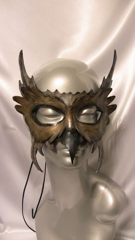 Owl Leather Mask by kmickel on Etsy Owl Mask Design, Owl Mask Masquerade, Phantom Paradise, Ram Mask, Leather Masks, Raven Mask, Mask Woman, Bird Mask, Owl Mask