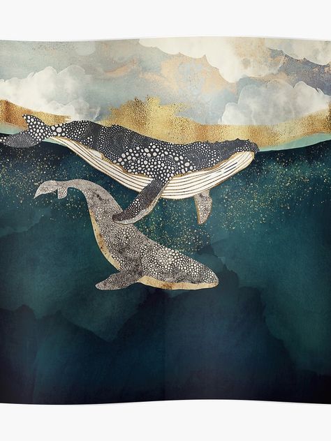 "Bond II" Poster by spacefrogdesign | Redbubble Whale Art, Hur Man Målar, Art Kits, Blue Heron, Arte Animal, In The Ocean, Art Moderne, Art Abstrait, Whales