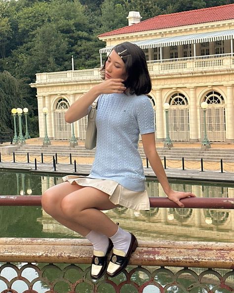 Best Dressed Ashley Instagram, Frill Socks Outfit, Best Dressed Ashley, Ashley Bestdressed, Bestdressed Ashley, Rich Girl Energy, Styling Skirts, Ootd Poses, Frilly Socks