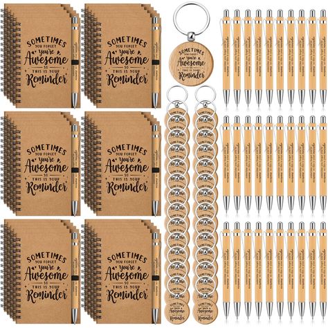 PRICES MAY VARY. Package Includes: 30 pcs pocket kraft notebooks, 30 pcs retractable bamboo pens with black ink cores, 30 pcs employee inspiring keychains, this sufficient quantity can meet your replacement needs while also allowing you to share them with friend or family members Suitable Size: these spiral notebooks are in about 5.5 x 4.1 inches/ 14 x 10.5 cm, with plenty sheets of paper, this product will be suitable for you to write; The bamboo pen is in about 5.4 x 0.4 inches/ 13.8 x 1.1 cm; New Year Staff Appreciation Ideas, Employee Appreciation Decorations, Church Favors Ideas, Bulk Teacher Appreciation Gifts, Coworker Appreciation Gifts, Coworker Appreciation, Christmas Thank You Gifts, Outreach Ideas, Student Birthday Gifts