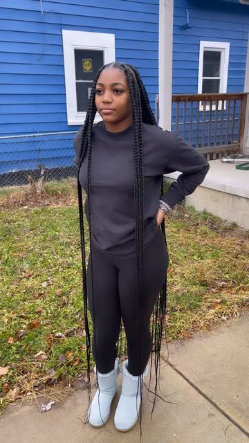 Braids By Kimora 💆🏽‍♀️ on Instagram: "jumbo floor length knotless 😮‍💨😮‍💨😍😍😍 #explorepage✨ #317braids #indybraider #jumboknotlessbraids #knotlessbraids #braids #floorlength #viral ##viralreels #reels #reelsinstagram #goatstatus 🐐🐐" Jumbo Knee Length Knotless Braids, Floor Length Knotless Braids, Long Jumbo Knotless Braids, Jumbo Bohemian Knotless Braids, Knee Length Knotless Braids, Jumbo Knotless Box Braids, Jumbo Knotless, Jumbo Twists, Cute Box Braids