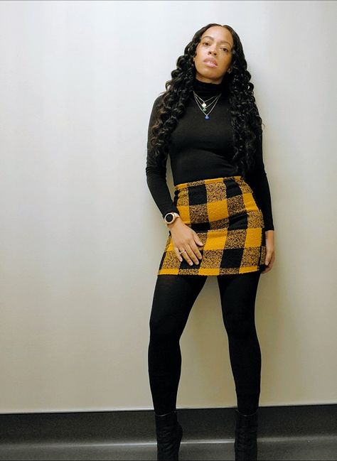 Mini skirt leggings ankle booties and turtleneck Plaid Skirt Leggings Outfit, Mini Skirt Leggings Outfit, Mini Skirt With Leggings, Skirt Leggings Outfit, Skirt With Leggings, Ian Falconer, Leggings Outfit, Inspired Outfits, Clueless