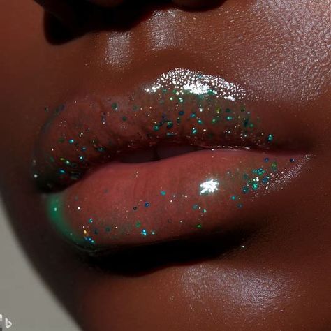 Sparkly Lip Gloss, Sparkly Glossy Lips, Lip Gloss Sparkly, Crystal Lip Gloss, Purple Glitter Lips, Lip Gloss, Green, Makeup, Beauty