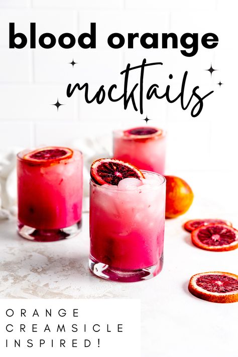 The perfect blood orange mocktail! Citrussy, creamy and totally sweet, you won't even miss the alcohol! #mocktails #mocktailrecipe #bloodorange #beverages #dryjanuary Blood Orange Mocktail, Blood Orange Drink, Orange Mocktail, Orange Simple Syrup, Blood Orange Cocktail, Blood Orange Margarita, Orange Cocktails, Blood Orange Juice, Light Appetizers