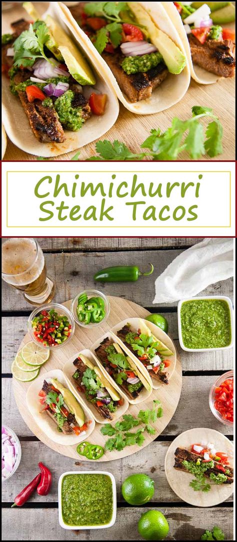 Steak Taco Marinade, Cilantro Tacos, Cilantro Chimichurri, Chimichurri Steak, Vegan Steak, Chimichurri Recipe, Steak Tacos, Taco Recipe, Chimichurri Sauce