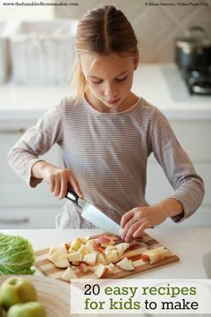 Get your kids busy in the kitchen with these 20 easy recipes for kids. Also great tips for how to teach kids to cook! Teach Kids To Cook, Recipes For Kids To Make, Easy Recipes For Kids, Kid Chef, Kids Cooking Recipes, How To Teach Kids, Kids Cooking, Cooking Classes For Kids, Recipes For Kids