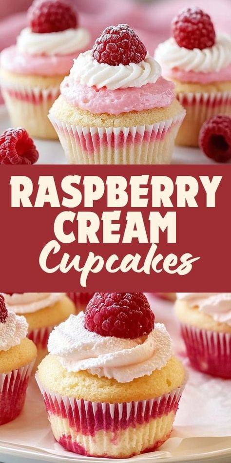 🧁🍇 Sweet and tangy Raspberry Cream Cupcakes are the perfect treat for any occasion! With light, fluffy cupcakes and a creamy raspberry filling, these beauties will steal the show at your next party or afternoon tea. Perfectly balanced sweetness in every bite! 🎂 👉 Save this recipe to bake these crowd-pleasing cupcakes! #CupcakeRecipe #RaspberryCream #BakingRecipes #DessertIdeas #SweetTreats #EasyBaking #PartyDesserts #CupcakeLove #BakingFromScratch Raspberry Filled Cupcakes, Raspberry Cream Cheese Frosting, Raspberry Cream Cheese, Fluffy Cupcakes, Cupcakes With Cream Cheese Frosting, Raspberry Cream, Filled Cupcakes, Impressive Recipes, Raspberry Filling