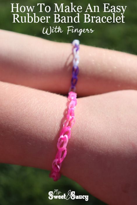 How To Make An Easy Rubber Band Bracelet With Fingers - My Sweet and Saucy Easy Rubber Band Bracelet, How To Make Rubber Band Bracelets, Rubber Band Bead Bracelet, Rubber Band Bracelet Ideas, Diy Rubber Band Bracelet, Rainbow Loom Bracelets Easy, Loom Band Bracelets, Rubber Band Crafts, Making Friendship Bracelets