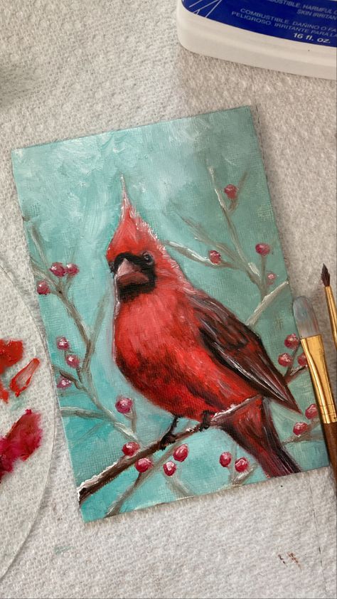 Acrylic Painting Cardinal, Cardinal Acrylic Painting, Cardinals Painting, Forensic Art, Paint Birds, Cardinal Art, Idea Paint, Wood Paintings, Cardinal Painting