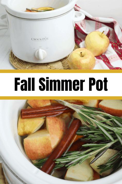 Crockpot Fall Simmer Pot Recipe - Saving Dollars & Sense Crockpot Fall Smells, Crock Pot Air Freshener House Smells, Crockpot Popery, Fall Aroma Pot, Small Crockpot Potpourri, Stove Top Simmer Pot, Small Crockpot Simmer Pot, Mini Crockpot Scents House Smells, Crockpot Room Freshener