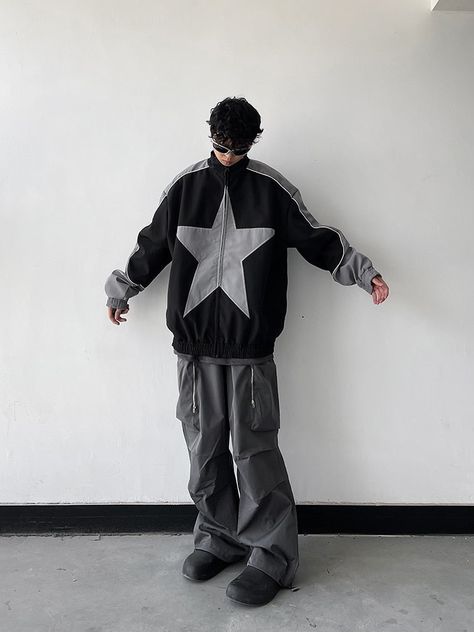 Vintage Star, Types Of Jackets, Cool Fits, Jacket Pattern, Jacket Vintage, Y2k Streetwear, Accessories Jacket, Mens Streetwear, Sleeves Pattern