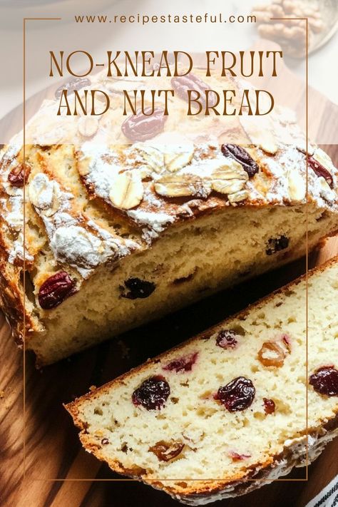 Dive into autumn with this delightful No-Knead Fruit and Nut Bread! Bursting with walnuts, pecans, and dried fruits, this bread is perfect for cozy gatherings and a flavorful addition to any meal. Fruit And Nut Bread, Fruit Bread Recipes, Fruit Bread, Golden Raisins, Nut Bread, No Knead Bread, No Knead, Instant Yeast, Bread Recipes Homemade