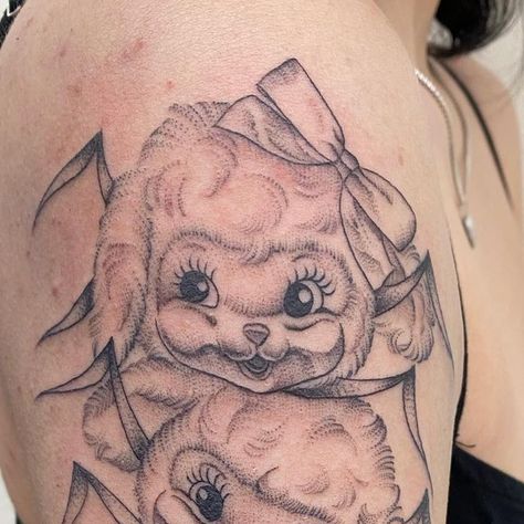 Nori on Instagram: "Little beast 🎀 Swipe for video  • • • #tattoo #tattoos #tattooartist  #femaletattooartist #finelinetattoo #peppershading #peppershadingtattoo #kitsch #kitschtattoo #rushton #rushtonstarcreations" Rushton Doll Tattoo, Kitsch Tattoo, Rushton Dolls, Video Tattoo, Doll Tattoo, Female Tattoo Artists, Female Tattoo, February 13, Fine Line Tattoos