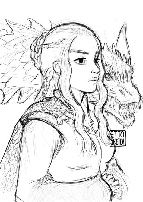 Game of Thrones - Daenerys Targaryen Daenerys Targaryen Drawing, Game Of Thrones Drawings, Traditional Sketches, Dessin Game Of Thrones, Shading Drawing, Game Of Thrones Artwork, Game Of Thrones Dragons, Gra O Tron, Game Of Thrones Art