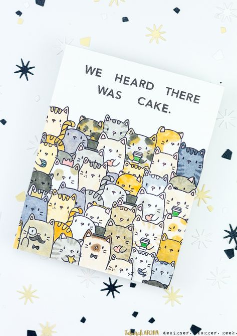 Cake Kitty, Happy Birthday Cards Diy, Creative Birthday Cards, Birthday Card Drawing, Bday Cards, Cute Birthday Cards, Birthday Card Design, Anniversary Funny, Mama Elephant