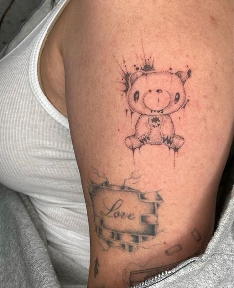 Gloomy Bear Tattoo Ideas, Gloomy Bear Tattoo, Luci Tattoo, Gloomy Tattoo, Ink Aesthetic, Bear Sanrio, Goth Tattoo, Gloomy Bear, Bear Tattoo