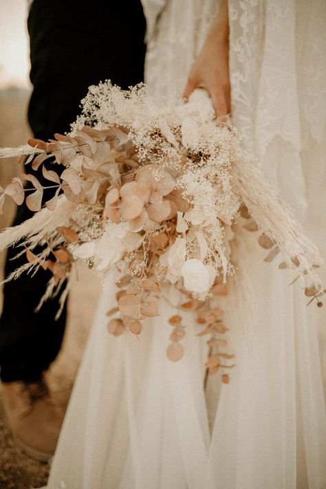 Eucalyptus And Pampas, Dried Bouquet Wedding, Christmas Styled Shoot, Planning An Elopement, Boho Bridal Bouquet, Bridal Party Bouquets, Grass Bouquet, Pampas Grass Bouquet, Dried Eucalyptus