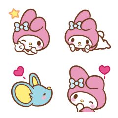 My Melody brings you a set of adorable animated emoji! Spread cuteness through your chats. You can also use these as small stickers. Drawable Stickers, Cinnamoroll Emoji, Emoji Pop, Line Emoji, Small Stickers, Line Game, Buy Stickers, Kitty Drawing