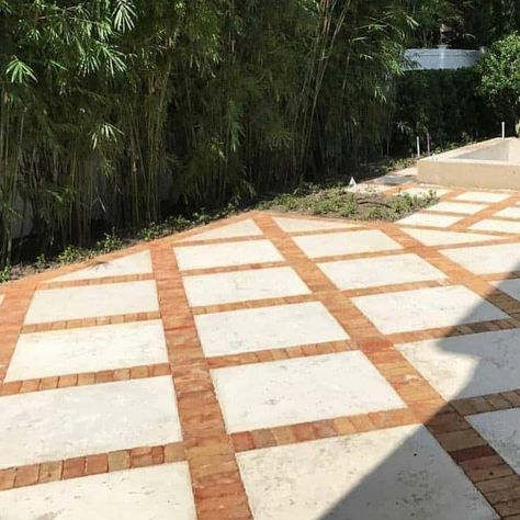 Large Concrete Pavers, Red Brick Pavers, Brick Driveway, Large Pavers, Pavers Design, Patio Pictures, Paving Ideas, Paver Designs, Paving Design