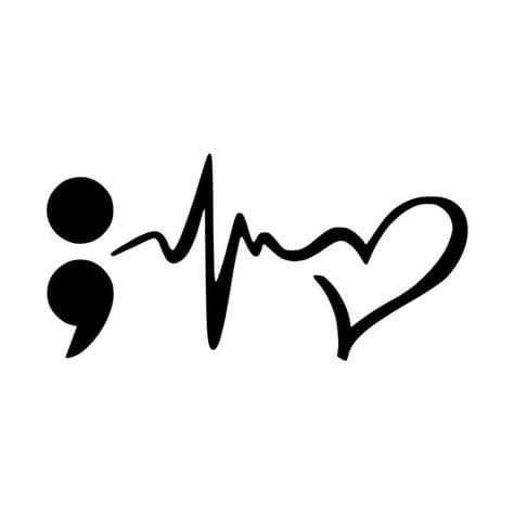 Semi-colon Tattoo Heartbeat, Heartbeat Tattoo Design, Colon Tattoo, Semicolon Project, Awareness Tattoo, Heartbeat Tattoo, Semi Colon, Health Tattoo, Semicolon Tattoo